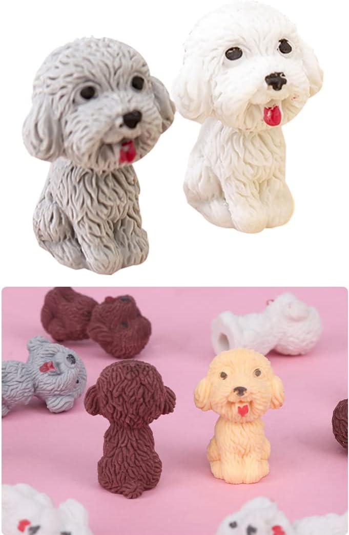 waremew 24 Pcs Cute Dog Pencil Erasers Toppers,Pencil Top Erasers,3D Animal Pet Erasers for Students School Office Writing Drawing Gift - Image 4